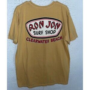 Ron Jon Surf Shop Clearwater Beach Logo Mens L Yellow Heavyweight Cotton